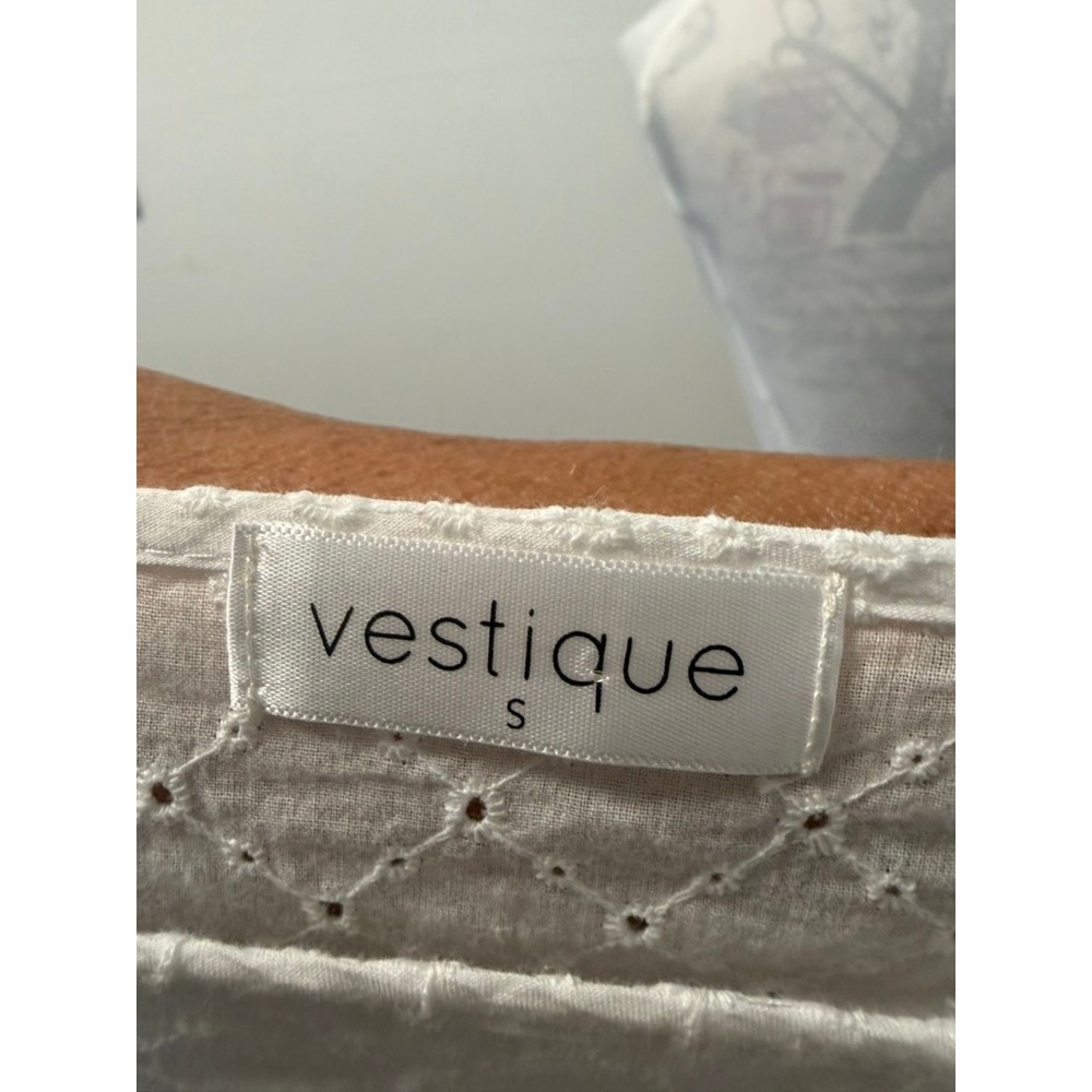 Vestique Boho Cottagecore Prarie Eyelet Peplum Blouse Cotton Boho Top S JT1863 - Picture 4 of 5